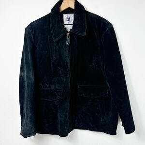 ADVENTURES ON THE WING BLACK LEATHER ZIP UP JACKET SIZE XL 100% LEATHER